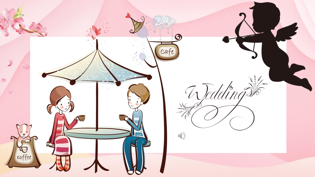 Romantic Café Love Story Wedding Presentation Template