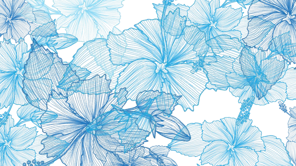 Blue Hibiscus Line Art Presentation Template