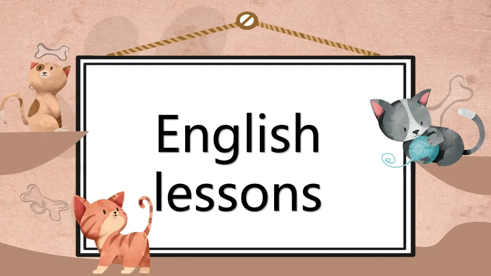 Cute Cats English Lessons Presentation Template